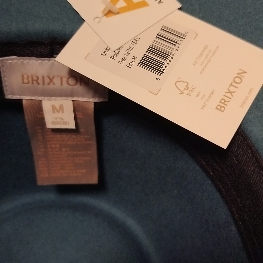 Brixton Leigh Australian WOOL FELT Wide Brim Fedora Hat INDIE TEAL BLUE NEW - Picture 13 of 17